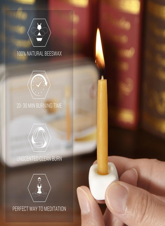 ENCANLIGHT Meditation Beeswax Candles 40Pcs, 20 Minute Mini Candles Set, 2.6 Inch Small Bees Wax Taper Candles - Smokeless, Dripless and Non-Toxic for Home, Women Gifts, Yoga - Image 3